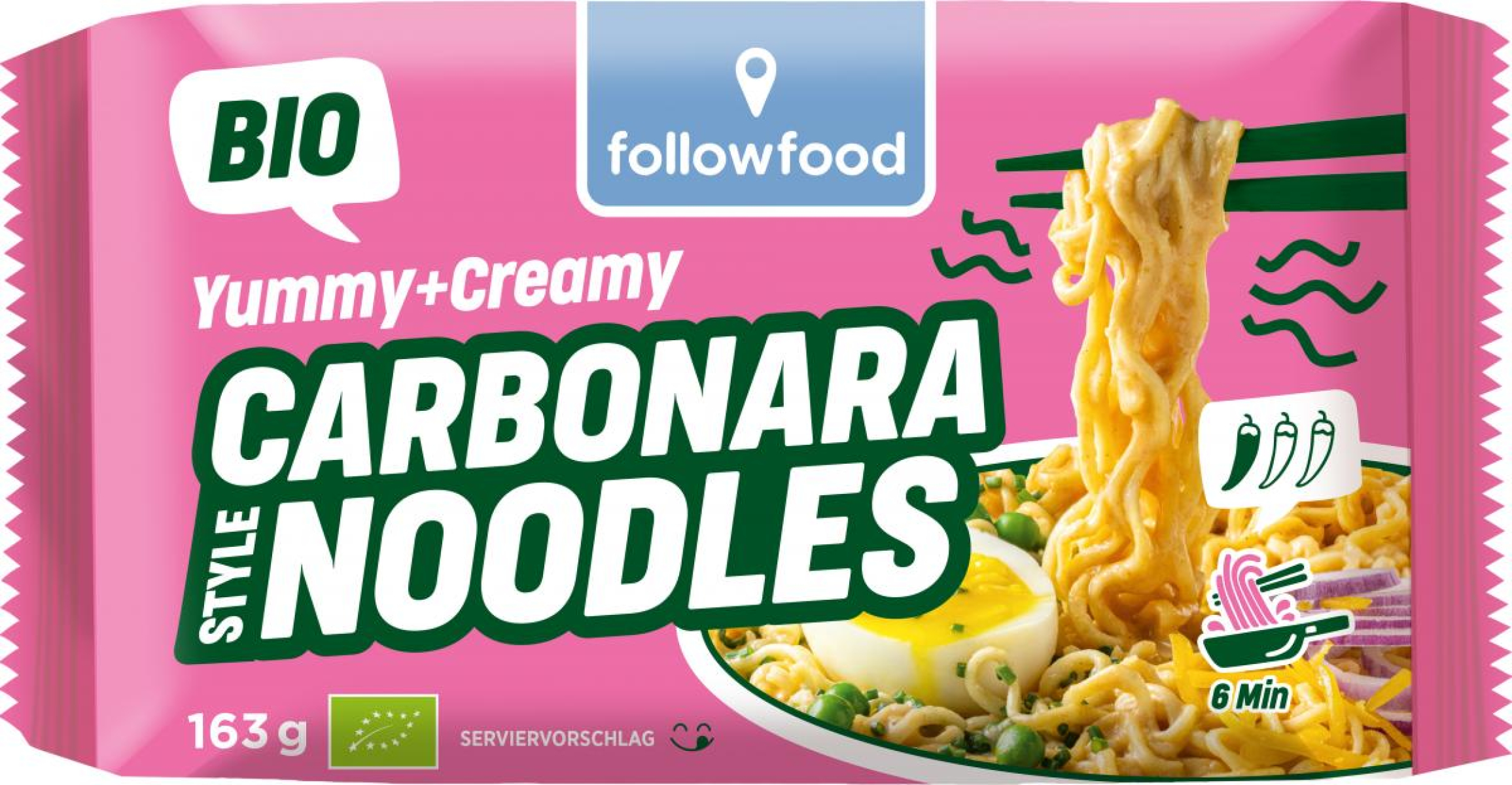 followfood Cheesy+Creamy Carbonara Noodles, 163 g