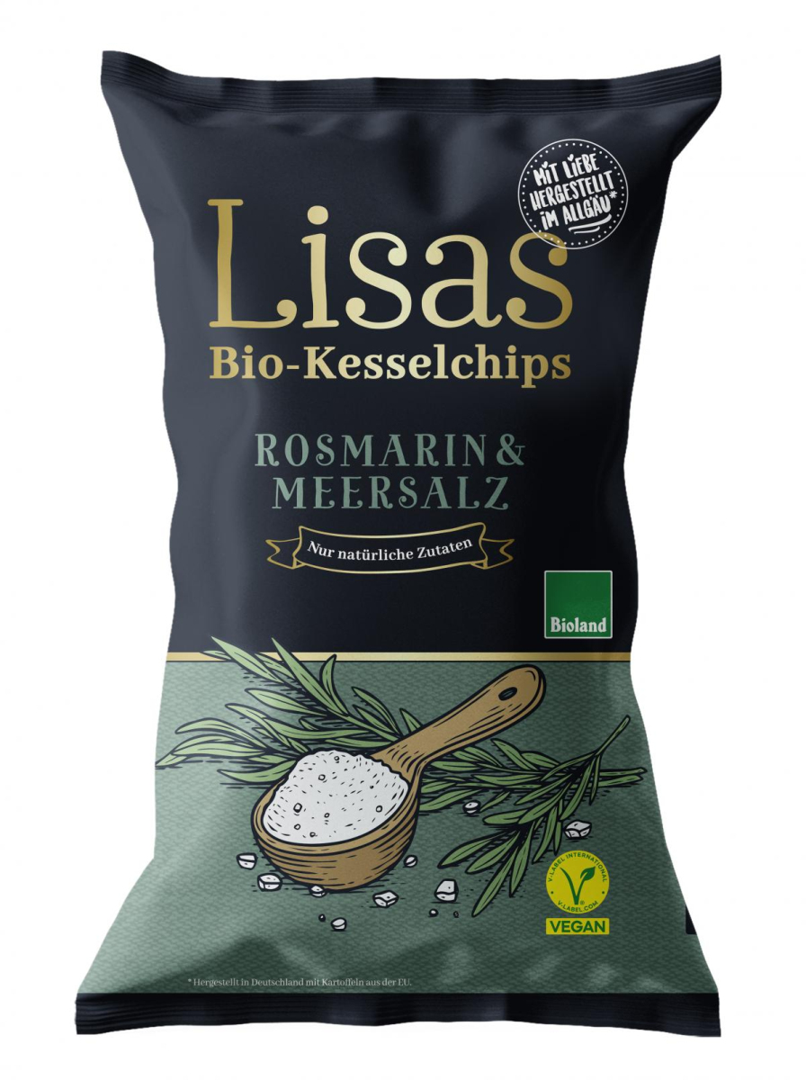 Lisas Kesselchips Rosmarin & Meersalz, 125 gr Pac