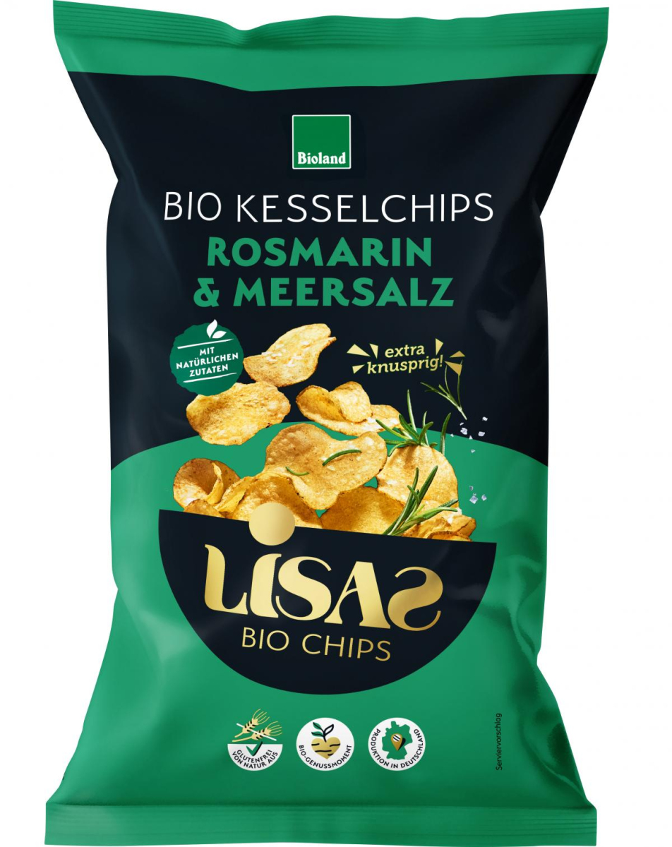 Lisas Kesselchips Rosmarin &, 115 g Packung