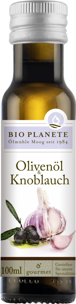 Bio Planète Olivenöl & Knoblauch, 100 ml Flasche