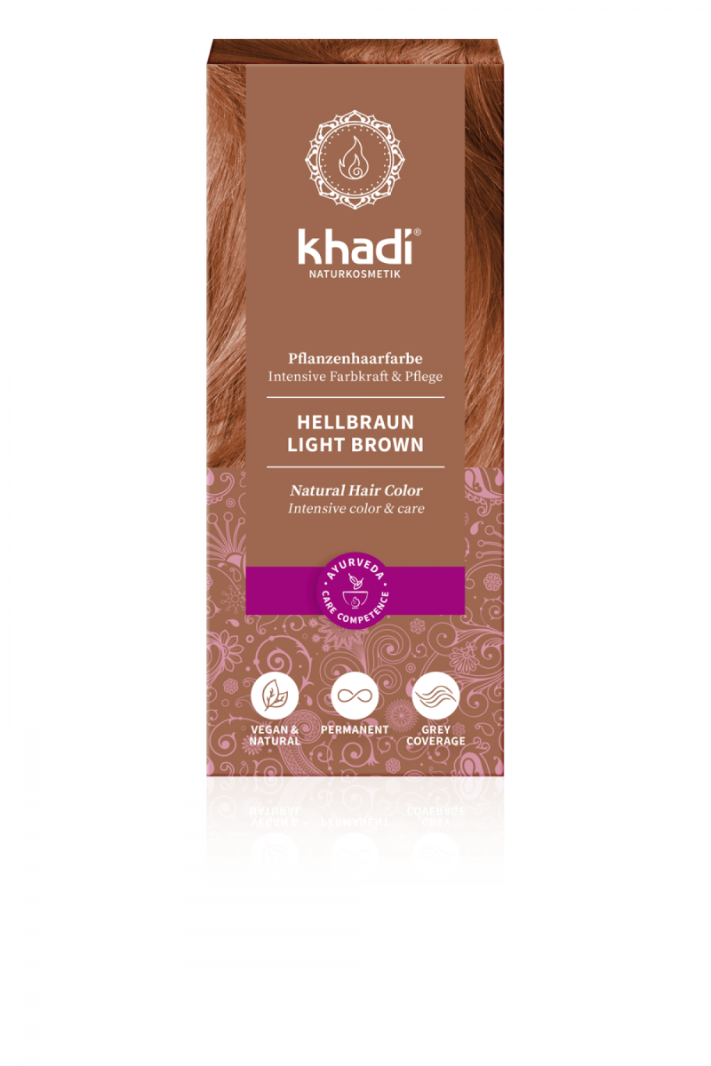 Khadi Pflanzenhaarfarbe Hellbraun, 100 gr Packung
