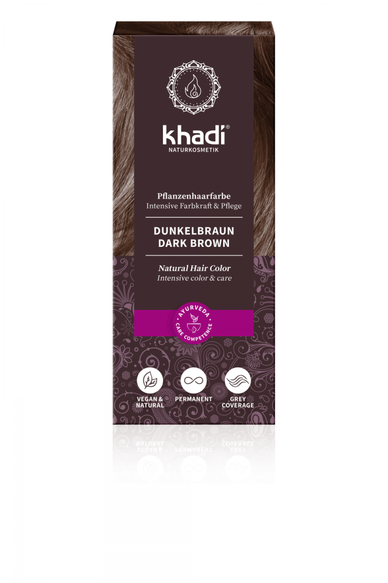 Khadi Pflanzenhaarfarbe Dunkelbraun, 100 gr Packun
