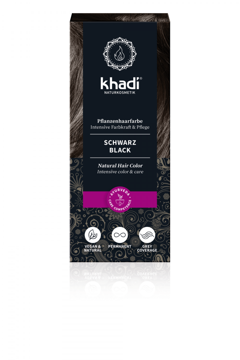 Khadi Pflanzenhaarfarbe Schwarz, 100 gr Packung