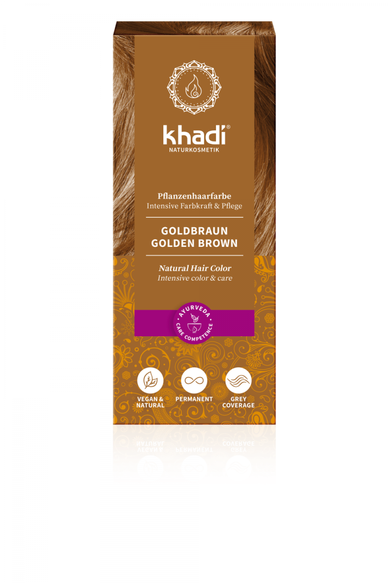 Khadi Pflanzenhaarfarbe Goldbraun, 100 gr Packung