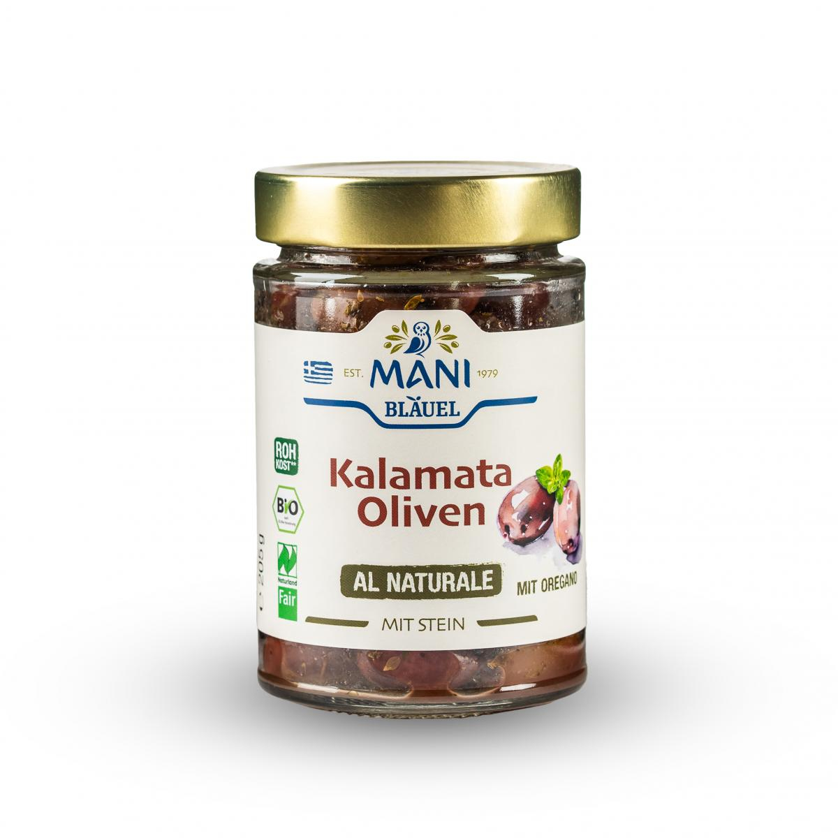 Oliven Kalamata al Naturale, SB, Bläuel