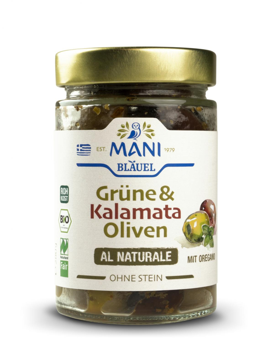 Grüne & Kalamata al Naturale, entsteint, SB,Bläuel