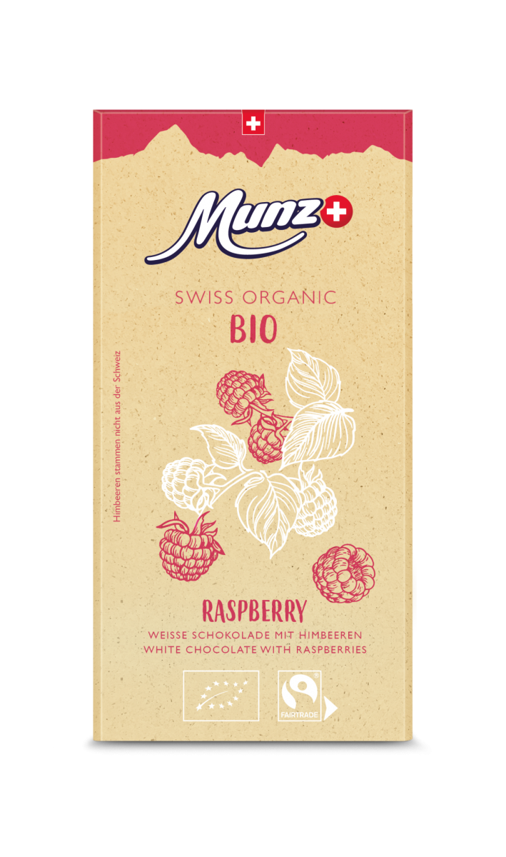 Munz Weiße Schokolade mit Himbeeren, 100 gr Stück