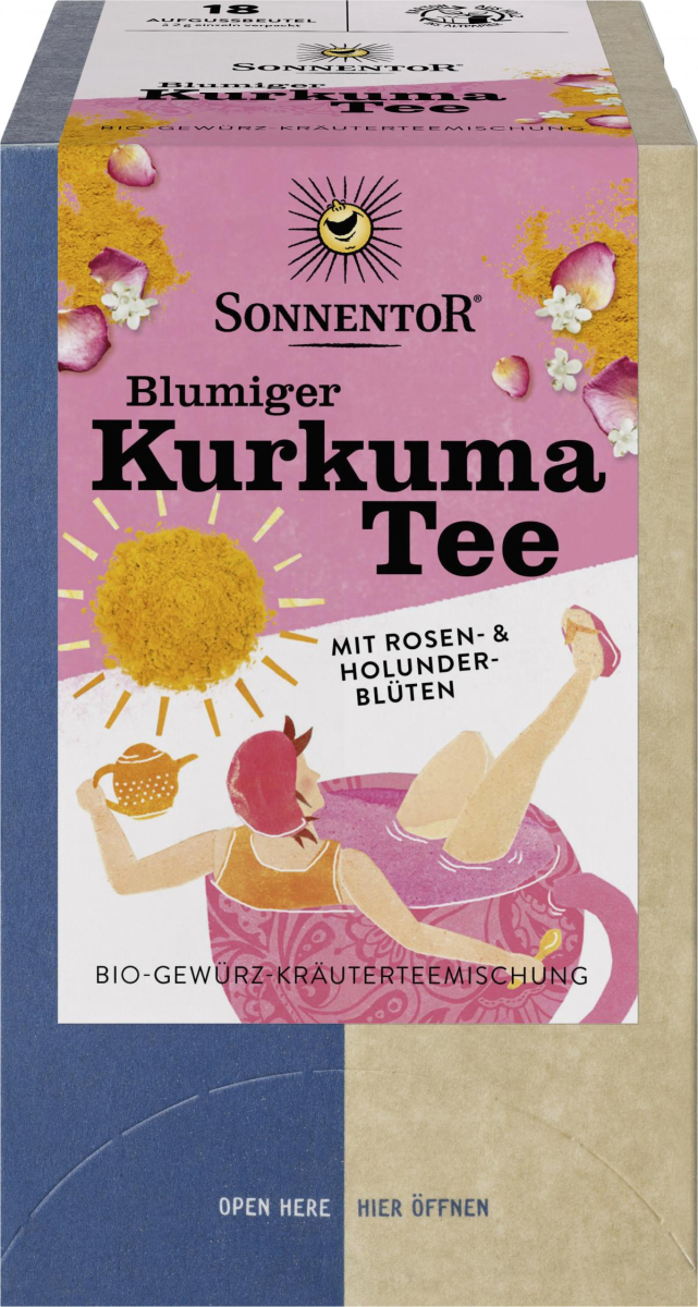 Sonnentor Blumiger Kurkuma-Tee mit Rosen- & Holund