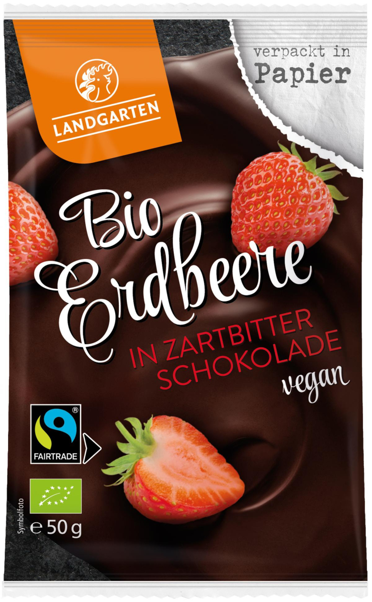 Landgarten Erdbeere in Zartbitter- Schokolade, 50