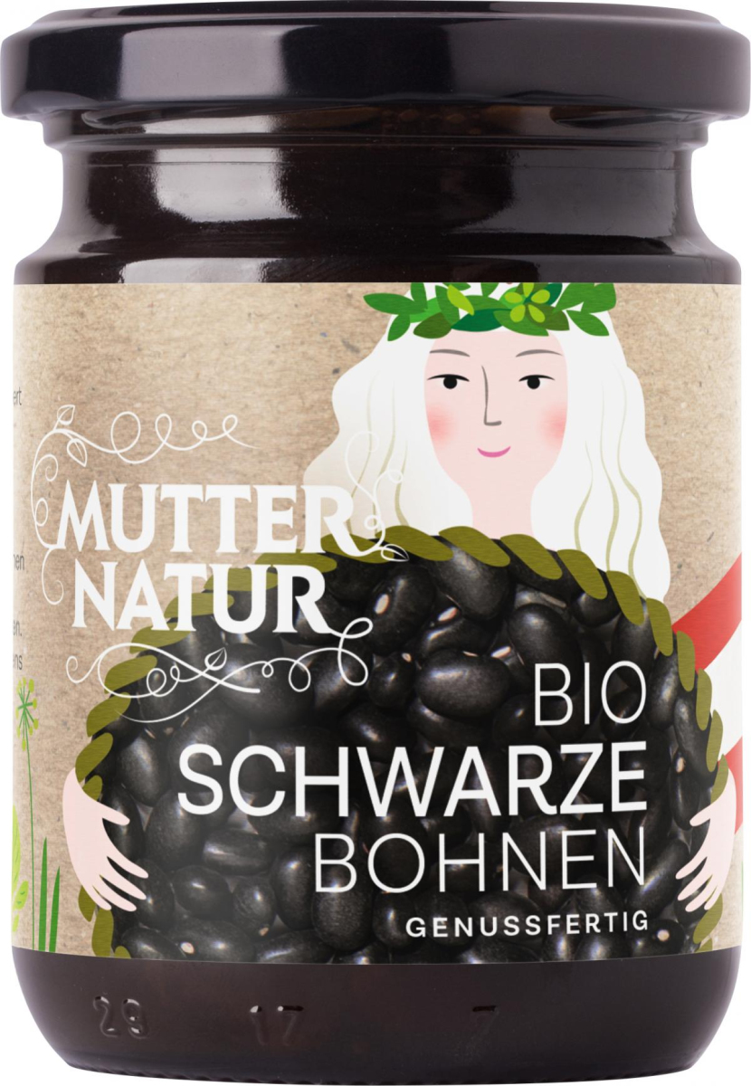 Mutter Natur Schwarze Bohnen, 235 gr Glas