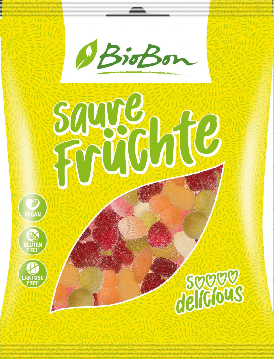 BioBon Saure Früchte vegan, 100 gr Packung