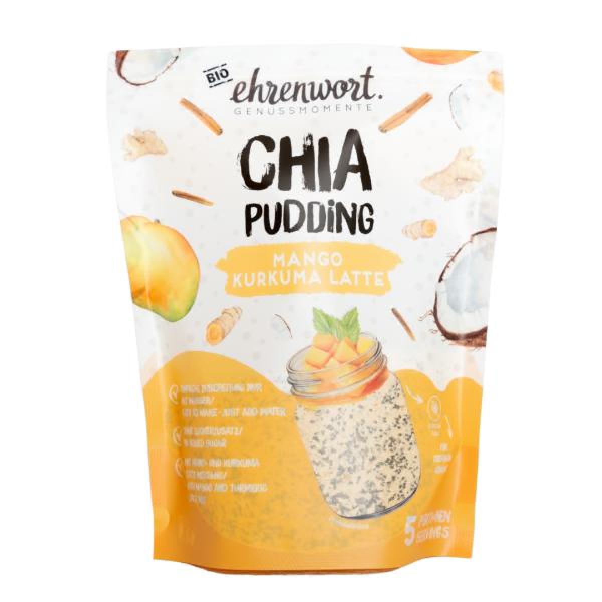 Ehrenwort Chia Pudding Mango Kurkuma Latte, 250 g