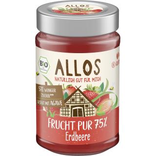 Allos Frucht Pur 75% Erdbeere, 200 g Glas