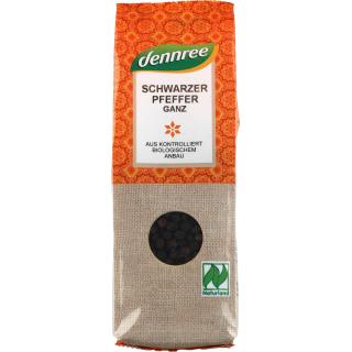dennree Pfeffer schwarz, ganz, 65 gr Packung