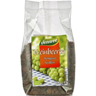 dennree Weinbeeren Thompson Seedless, geölt, 500 g
