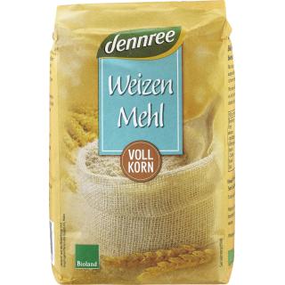 dennree Weizenvollkornmehl, 1kg Packung