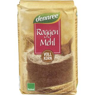 dennree Roggenvollkornmehl, 1kg Packung