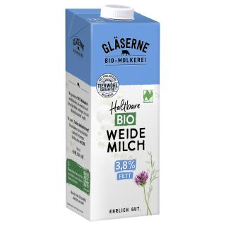 Gläserne Molkerei H-Vollmilch 3,8%, 1 ltr Packung