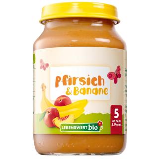 Lebenswert bio Pfirsich und Banane, 190 gr Glas