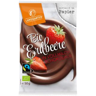 Landgarten Erdbeeren in Vollmilchschokolade, 50 gr