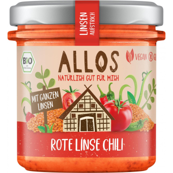 Allos Linsen-Aufstrich Rote Linse Chili, 140 gr Gl