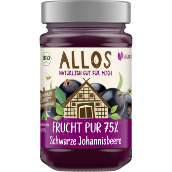 Allos Frucht Pur Schwarze Johannisbeere, 250 gr Gl