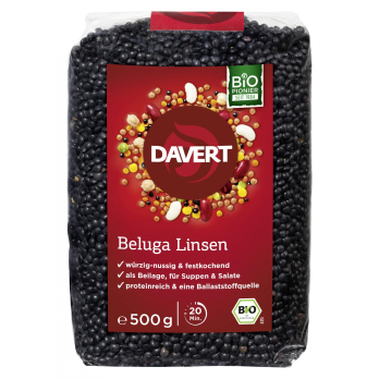 Davert Linsen Beluga schwarz, 500 gr Packung