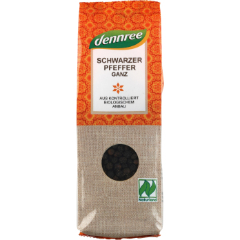dennree Pfeffer schwarz, ganz, 65 gr Packung