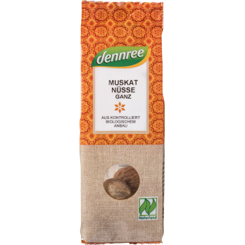 dennree Muskatnuss, ganz, 3 St Packung -Naturland-