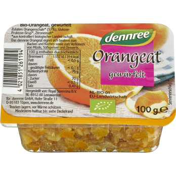 dennree Orangeat, 100 gr Packung