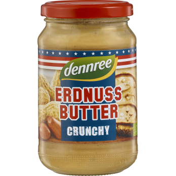 dennree Erdnussbutter Crunchy, 350 gr Glas