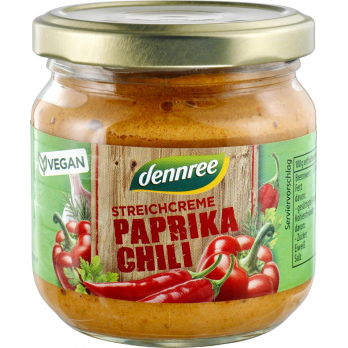 dennree Streichcreme Paprika Chili, 180 gr Glas