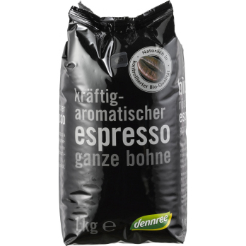 dennree Espresso, ganze Bohne, 1 kg Packung