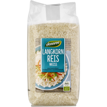 dennree Langkornreis, weiß, Pakistan, 1 kg Packung