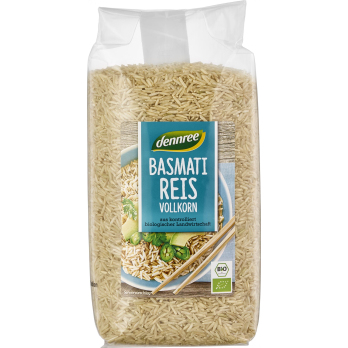 dennree Basmati-Reis Vollkorn, Indien,1 kg Packung
