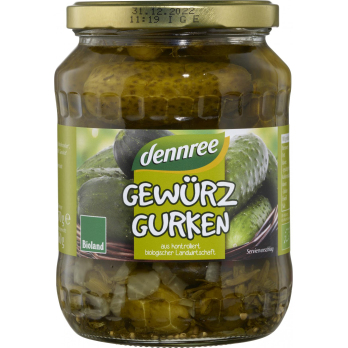 dennree Gewürzgurken, 670 gr Glas (360 gr)