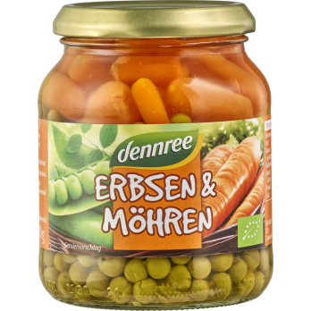 dennree Erbsen & Möhren, 350 gr Glas (220 gr)