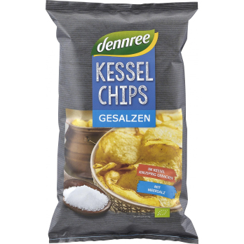 dennree Kesselchips Salz, 125 g Packung