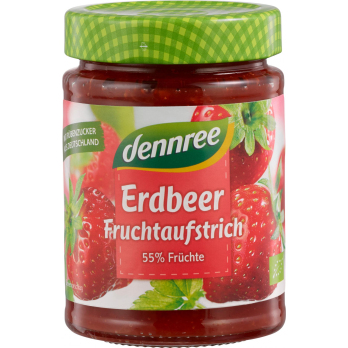 dennree Fruchtaufstrich Erdbeere, 340 gr Glas - 55