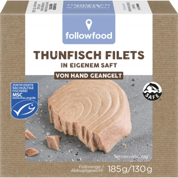 followfish Thunfisch Filets in eigenem Saft, 185 g