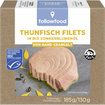 followfish Thunfisch Filets in Bio-Sonnenblumenöl,
