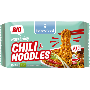 followfood Hot + Spicy Chili Noodles, 159 g Packun