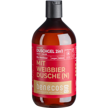 benecos Duschgel 2in1 BIO-Weißbier, 500 ml Flasche