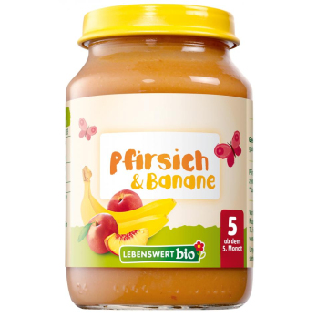 Lebenswert bio Pfirsich und Banane, 190 gr Glas