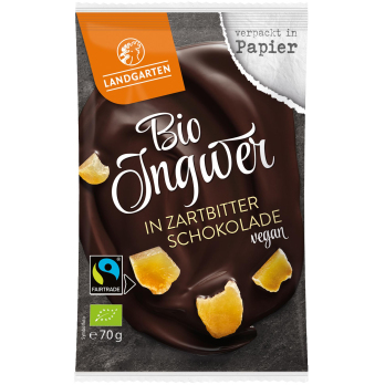 Landgarten Ingwer in Zartbitter-Schokolade, 70 gr