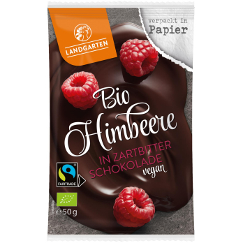 Landgarten Himbeere in Zartbitter-Schokolade, 50 g